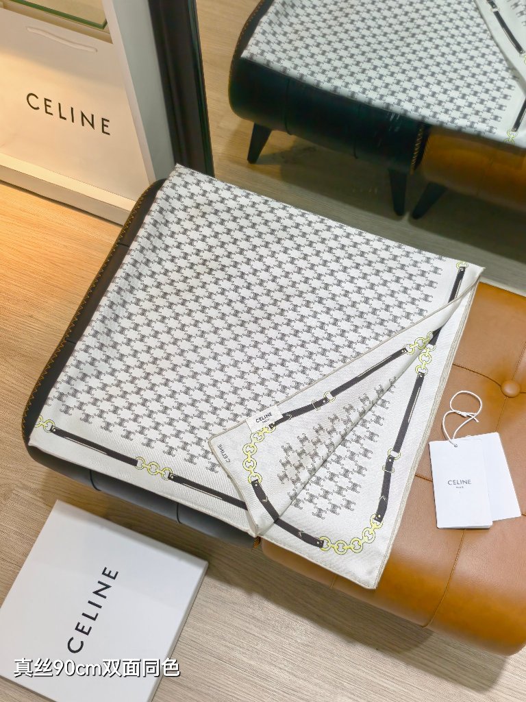 Celine Double-Sided Silk Scarf-033
