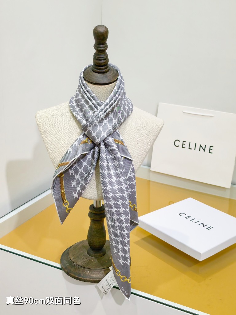 Celine Double-Sided Silk Scarf-031