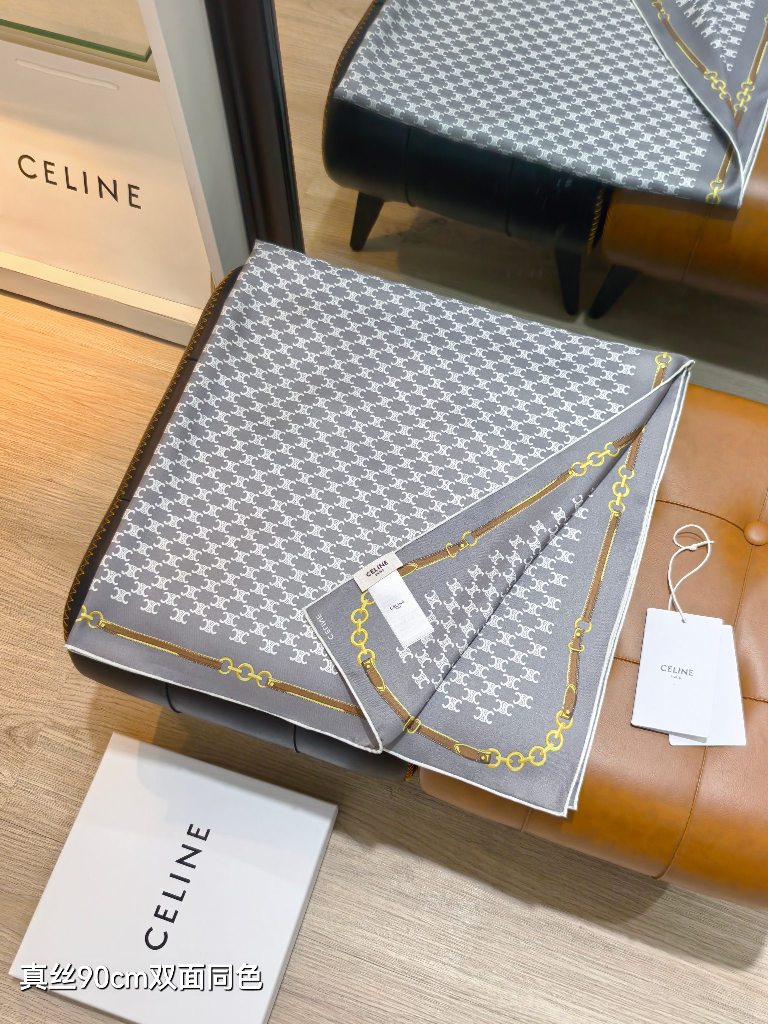 Celine Double-Sided Silk Scarf-030