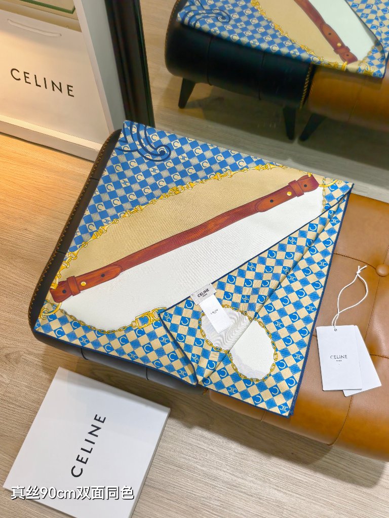 Celine Double-Sided Silk Scarf-026