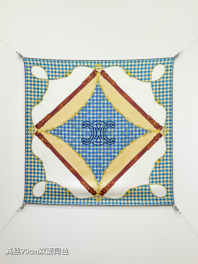Celine Double-Sided Silk Scarf-025