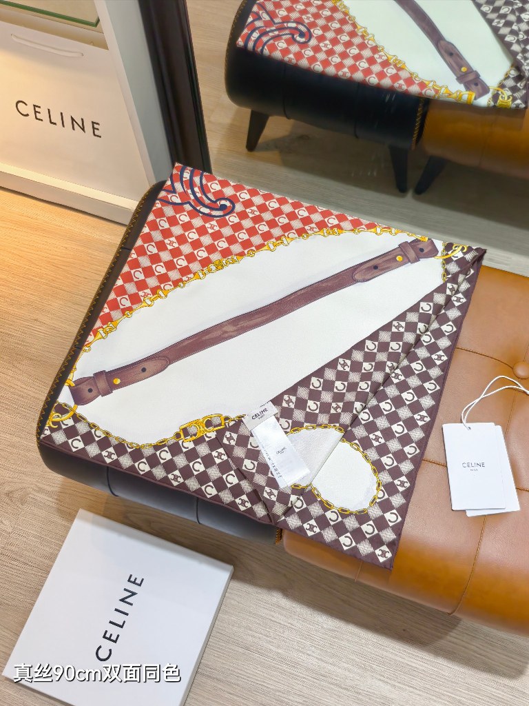 Celine Double-Sided Silk Scarf-023