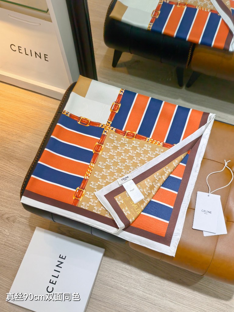 Celine Double-Sided Silk Scarf-021