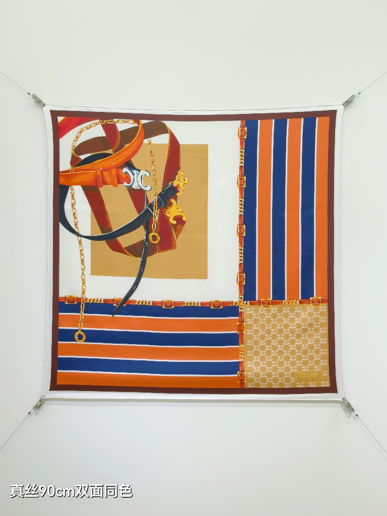 Celine Double-Sided Silk Scarf-020