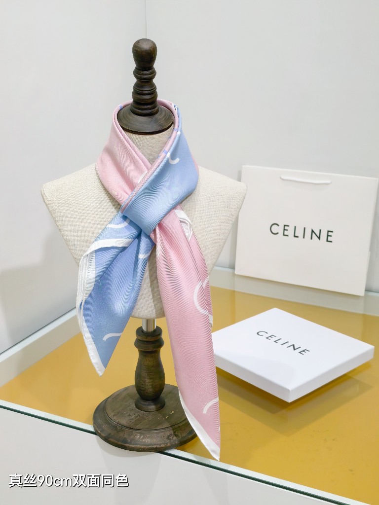 Celine Double-Sided Silk Scarf-015