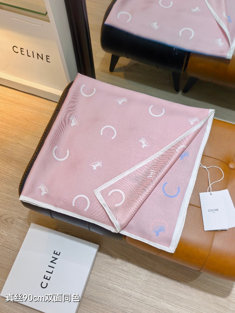 Celine Double-Sided Silk Scarf-014
