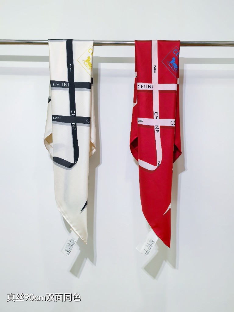 Celine Double-Sided Silk Scarf-010