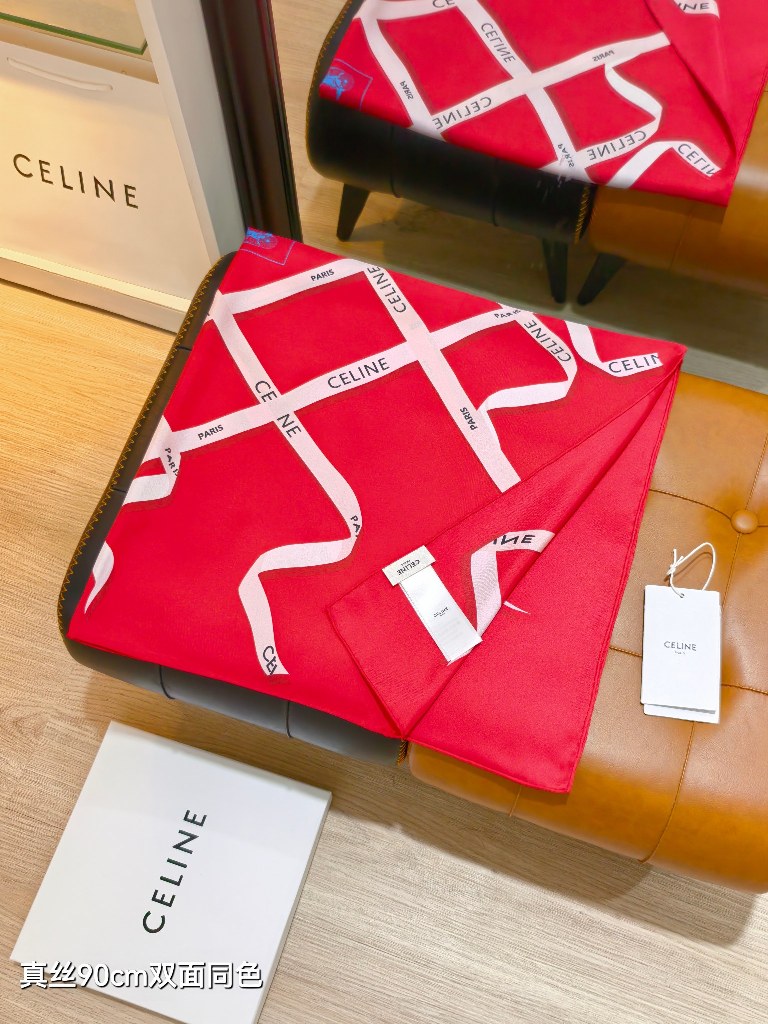 Celine Double-Sided Silk Scarf-009