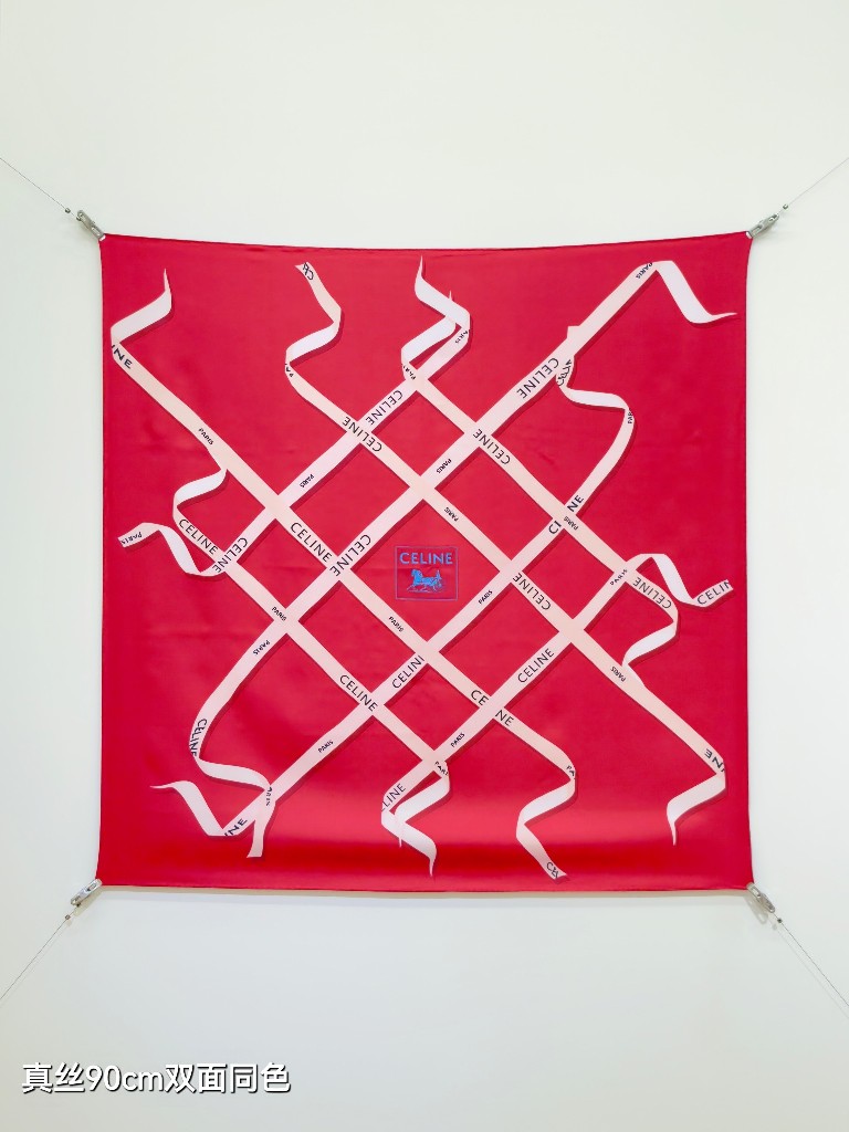 Celine Double-Sided Silk Scarf-008