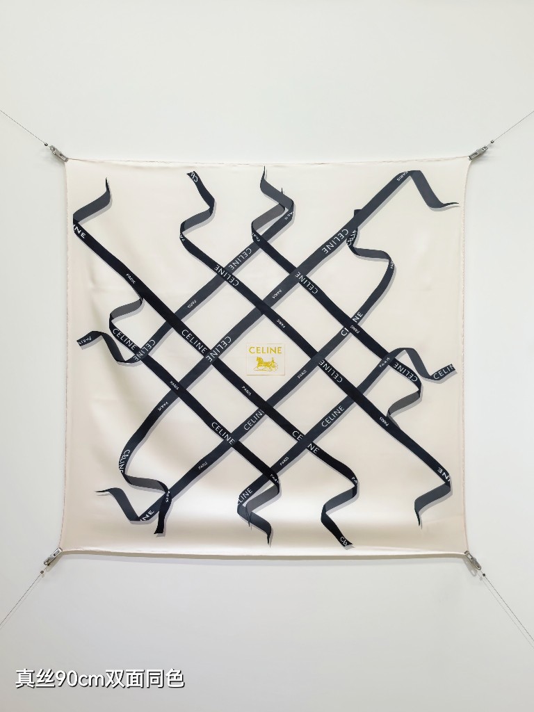 Celine Double-Sided Silk Scarf-006