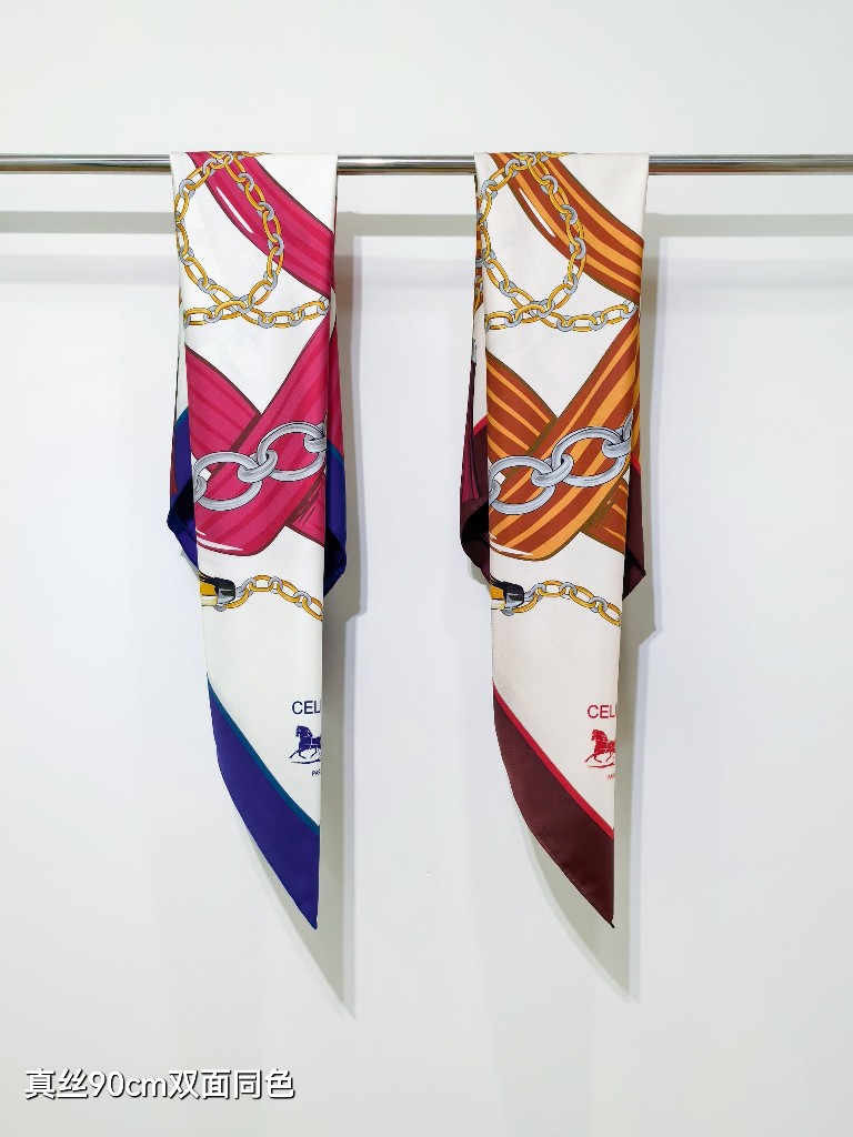 Celine Double-Sided Silk Scarf-005