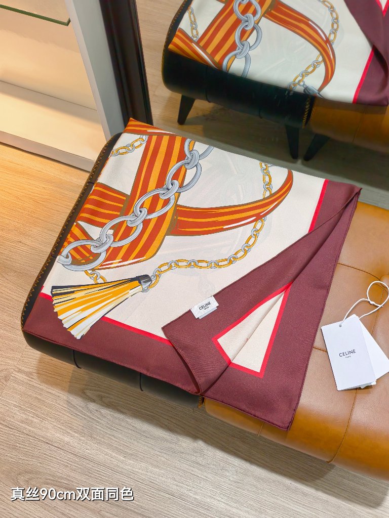 Celine Double-Sided Silk Scarf-004