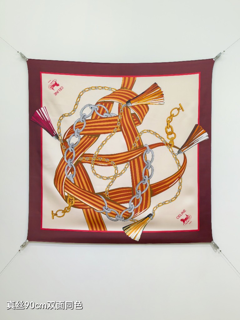 Celine Double-Sided Silk Scarf-003