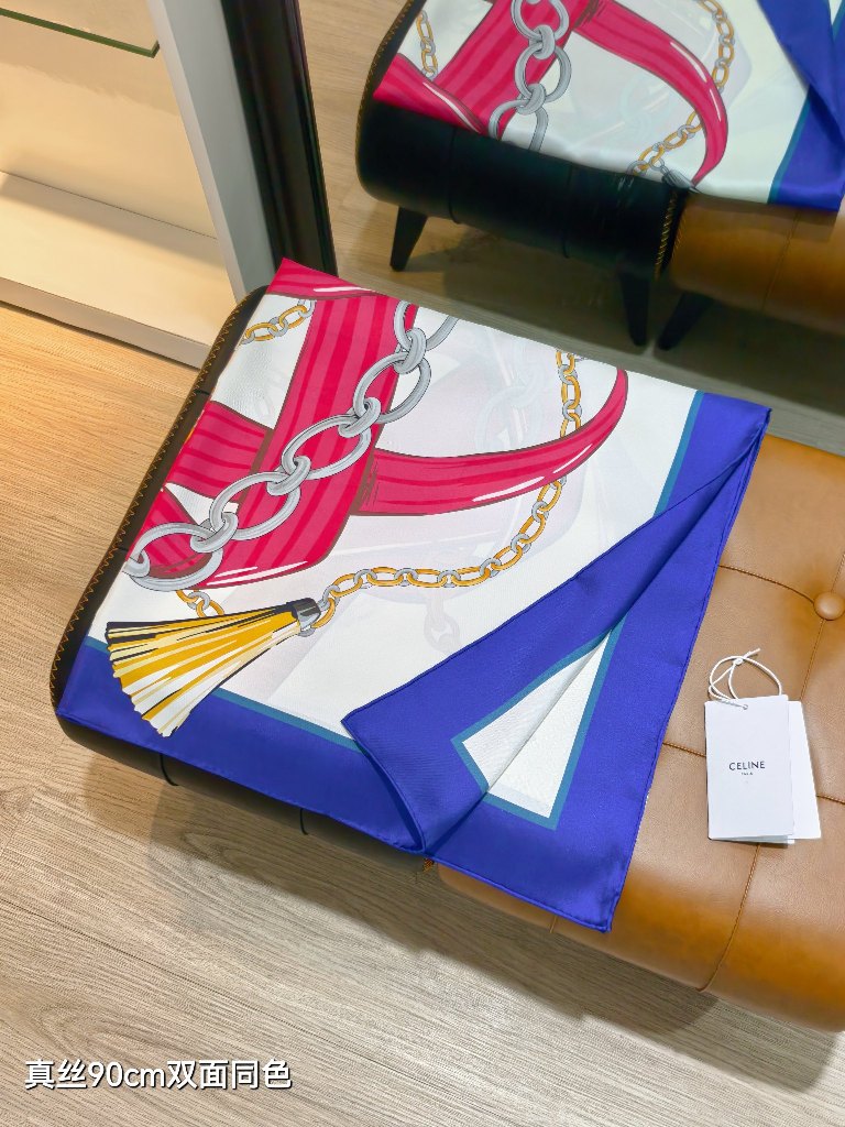 Celine Double-Sided Silk Scarf-002