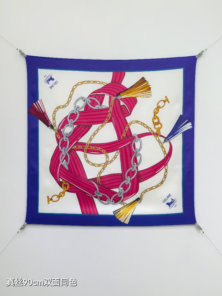 Celine Double-Sided Silk Scarf-001