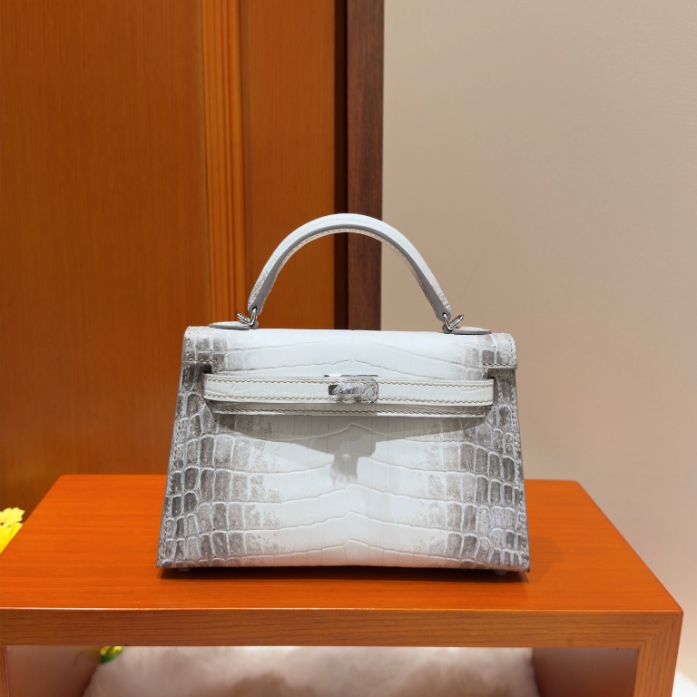 Kelly II 19cm-Crocodile Leather Himalaya 01-006