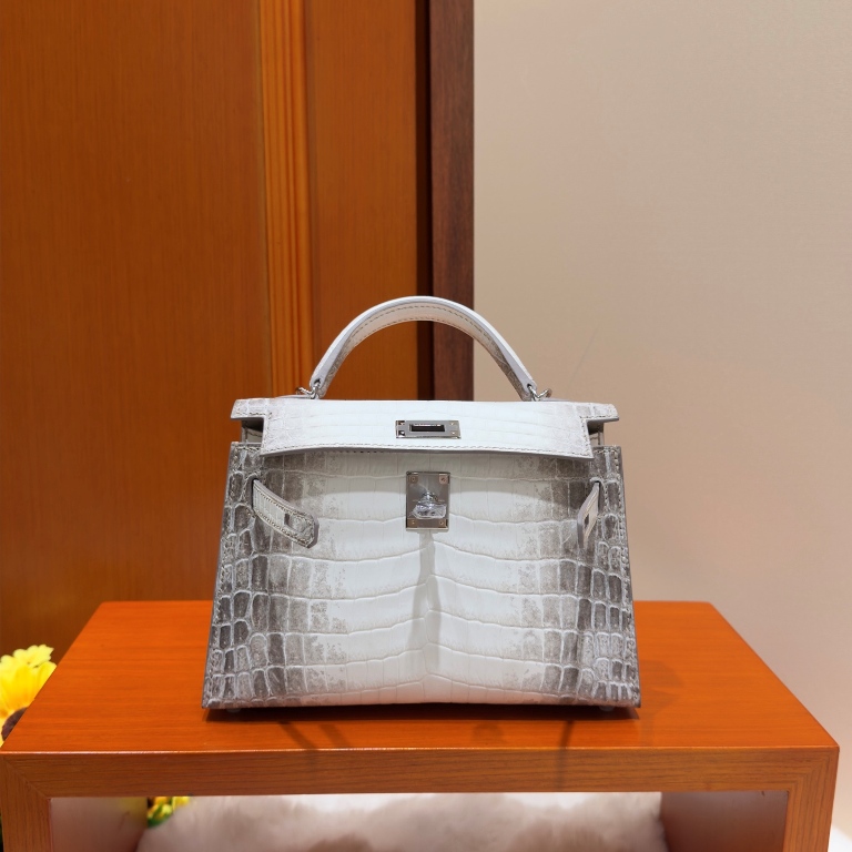 Kelly II 19cm-Crocodile Leather Himalaya 01-002