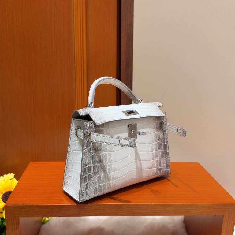 Kelly II 19cm-Crocodile Leather Himalaya 01-001