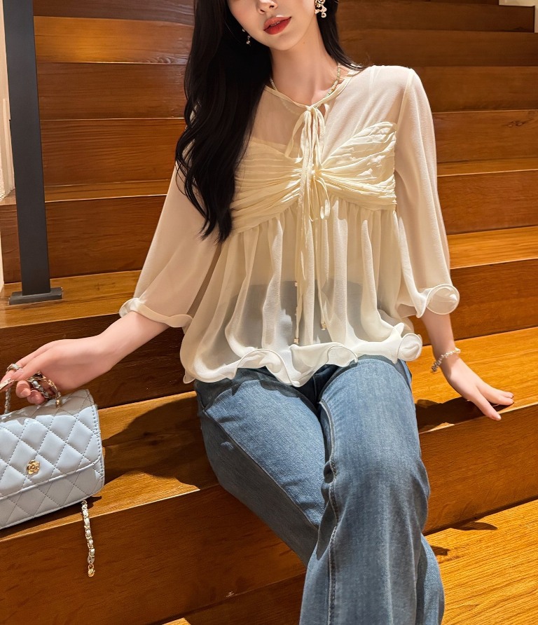 Chloé Top in Silk & Polyester-B