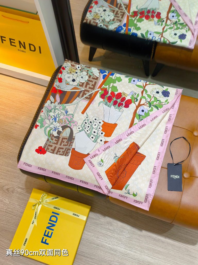 Fendi Double-Sided Silk Scarf-009