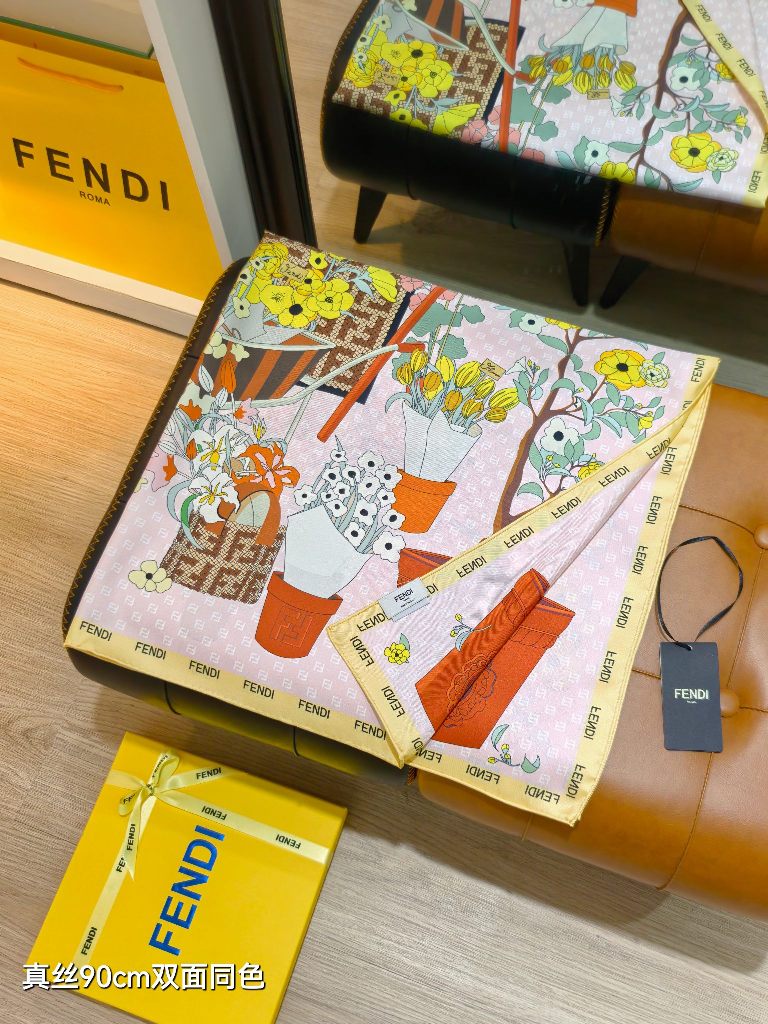 Fendi Double-Sided Silk Scarf-005