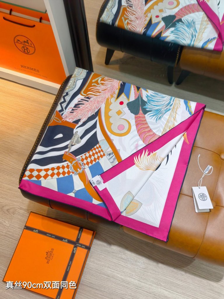 Hermes Double-Sided Silk Scarf-490