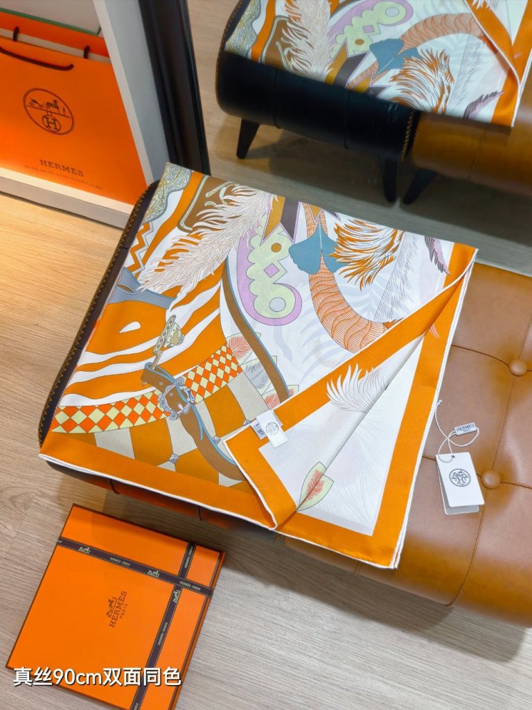 Hermes Double-Sided Silk Scarf-487