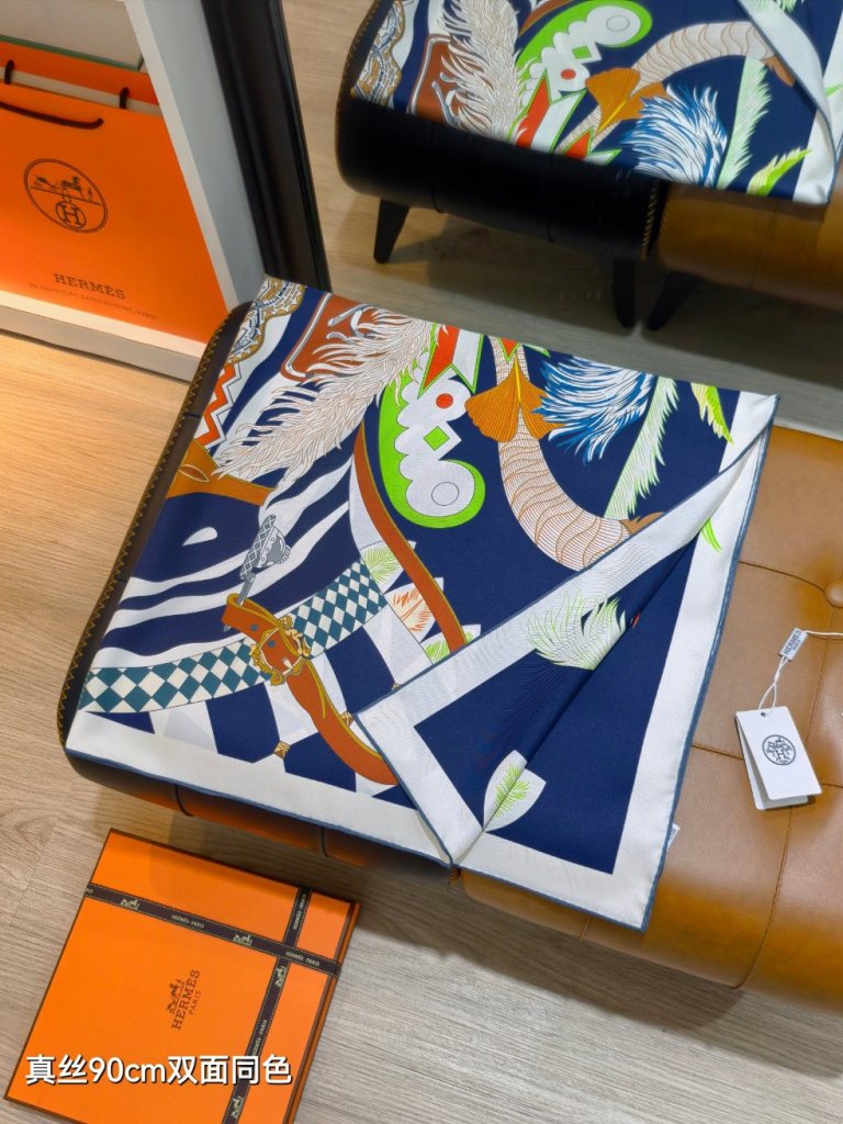 Hermes Double-Sided Silk Scarf-484