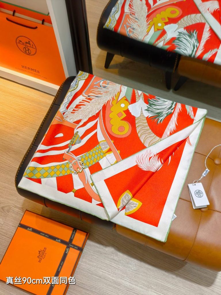 Hermes Double-Sided Silk Scarf-481