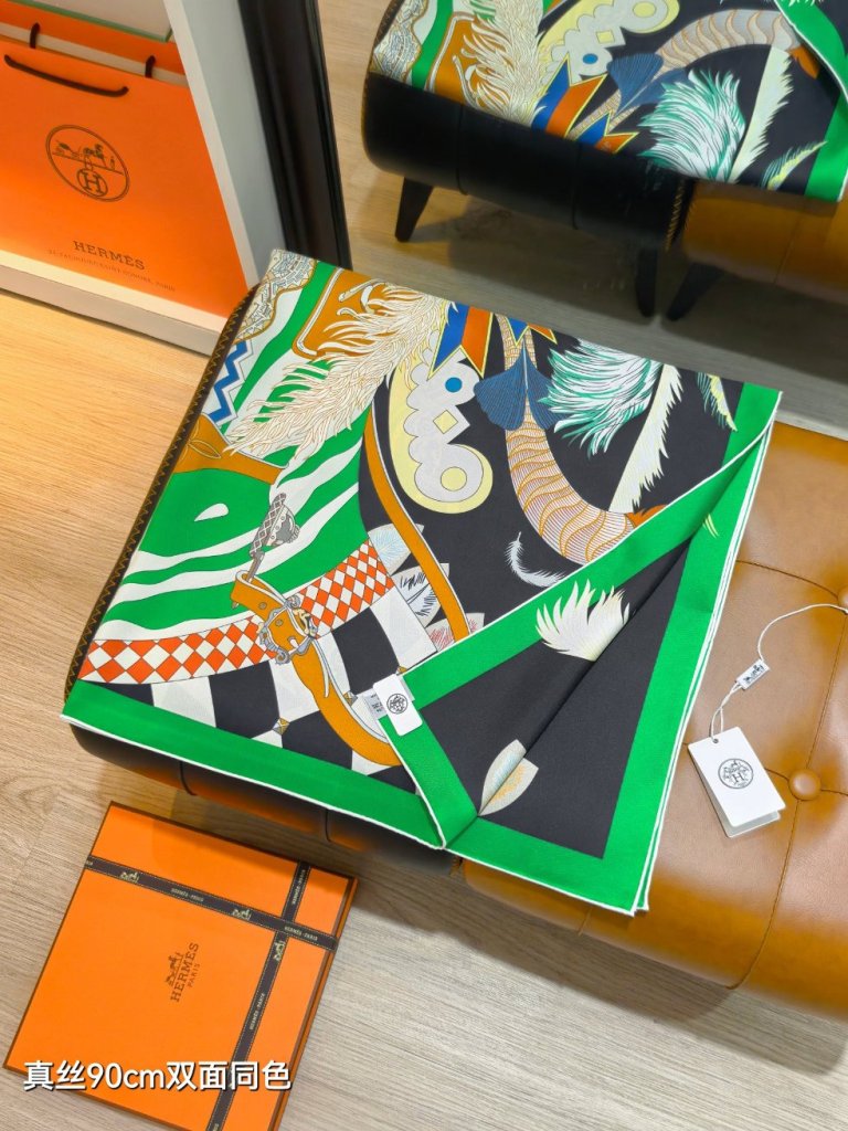 Hermes Double-Sided Silk Scarf-478