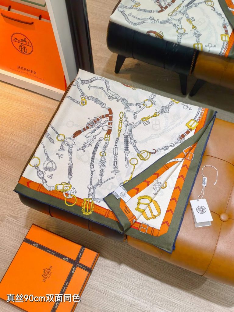 Hermes Double-Sided Silk Scarf-474