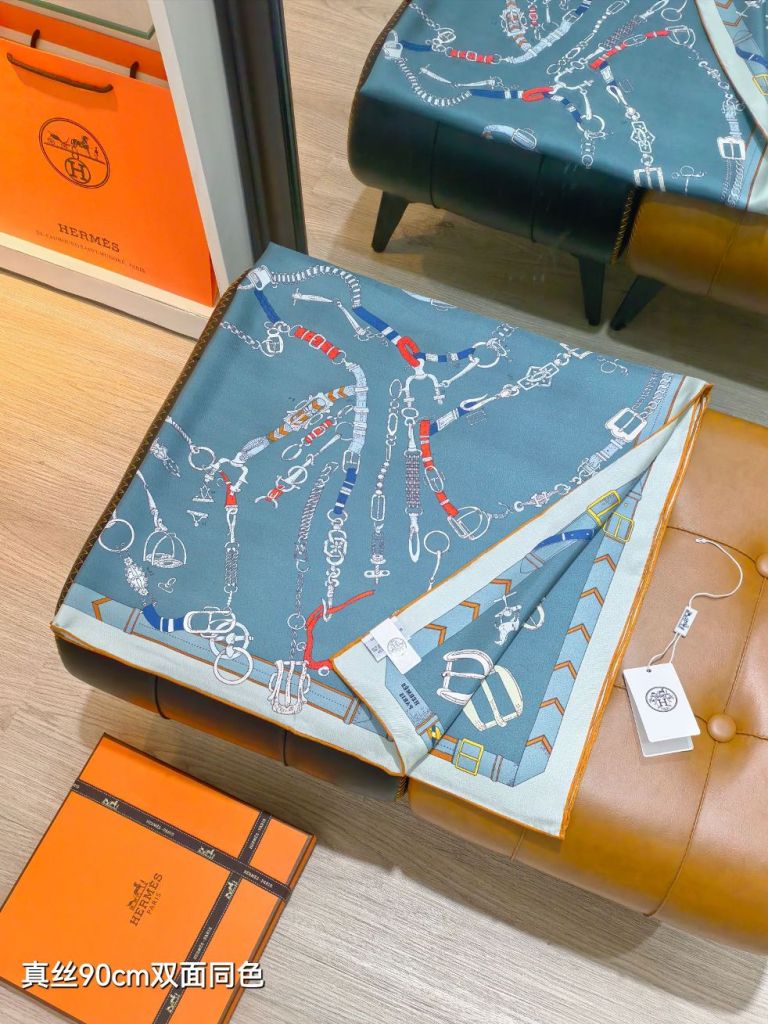Hermes Double-Sided Silk Scarf-468
