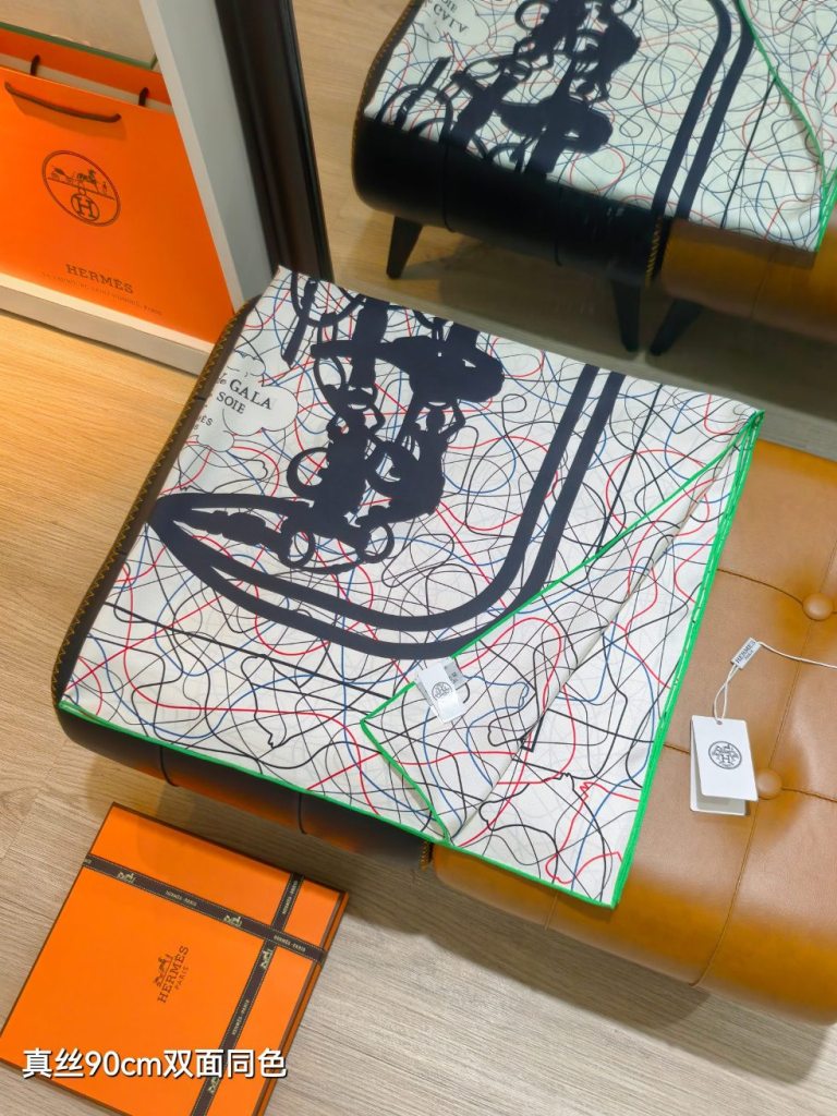 Hermes Double-Sided Silk Scarf-456