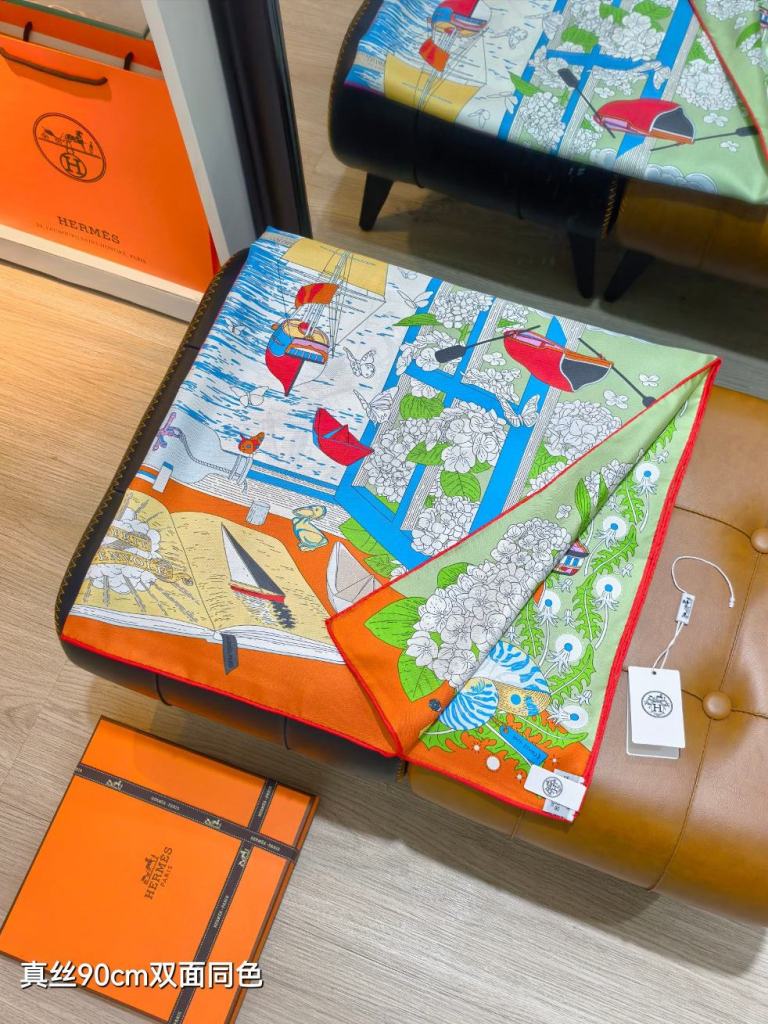 Hermes Double-Sided Silk Scarf-449
