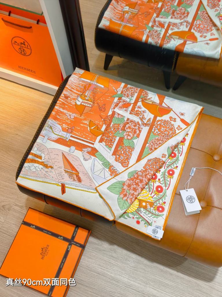 Hermes Double-Sided Silk Scarf-447