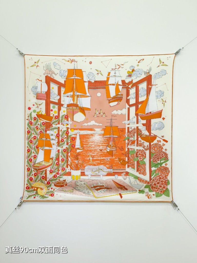 Hermes Double-Sided Silk Scarf-446