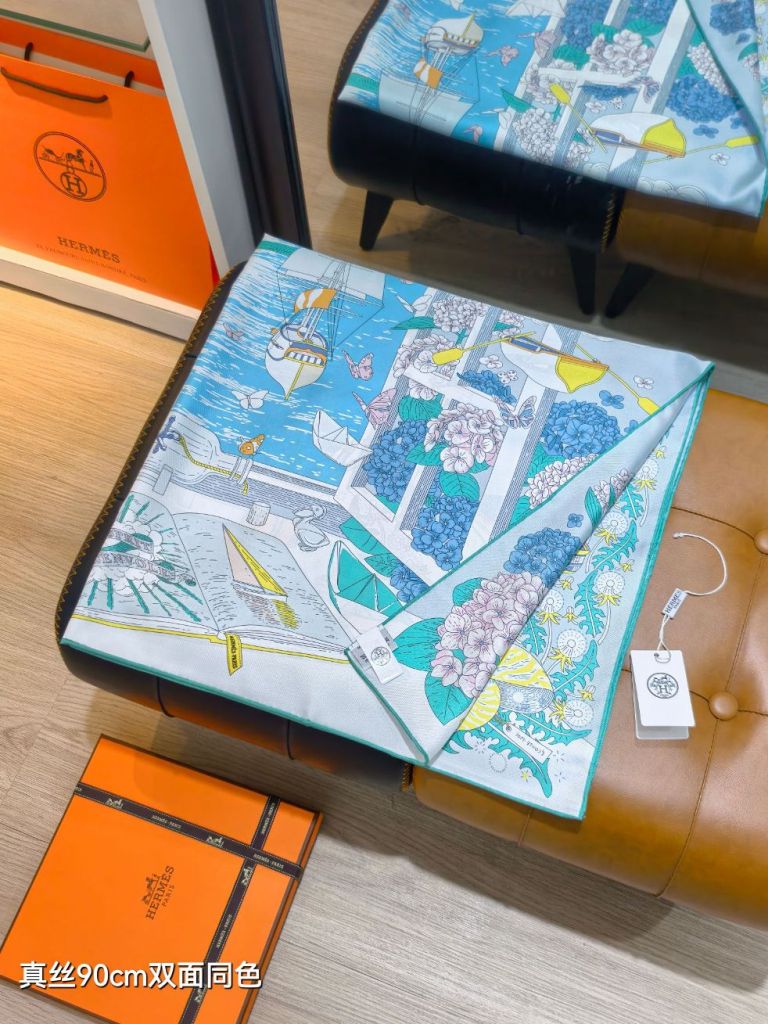Hermes Double-Sided Silk Scarf-445