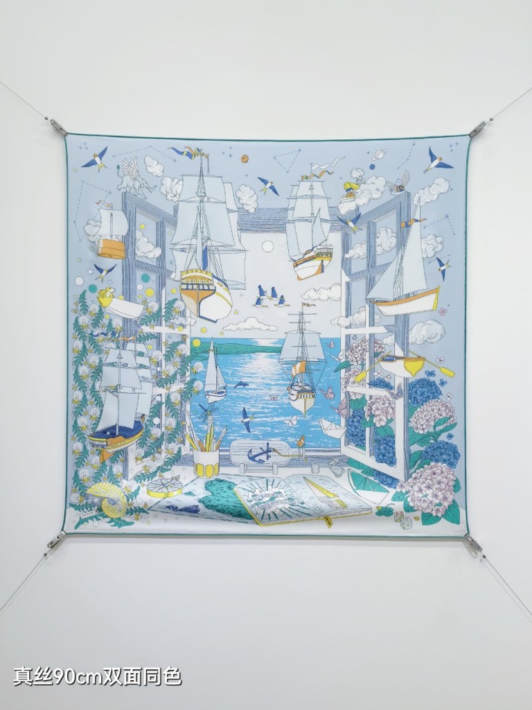Hermes Double-Sided Silk Scarf-444