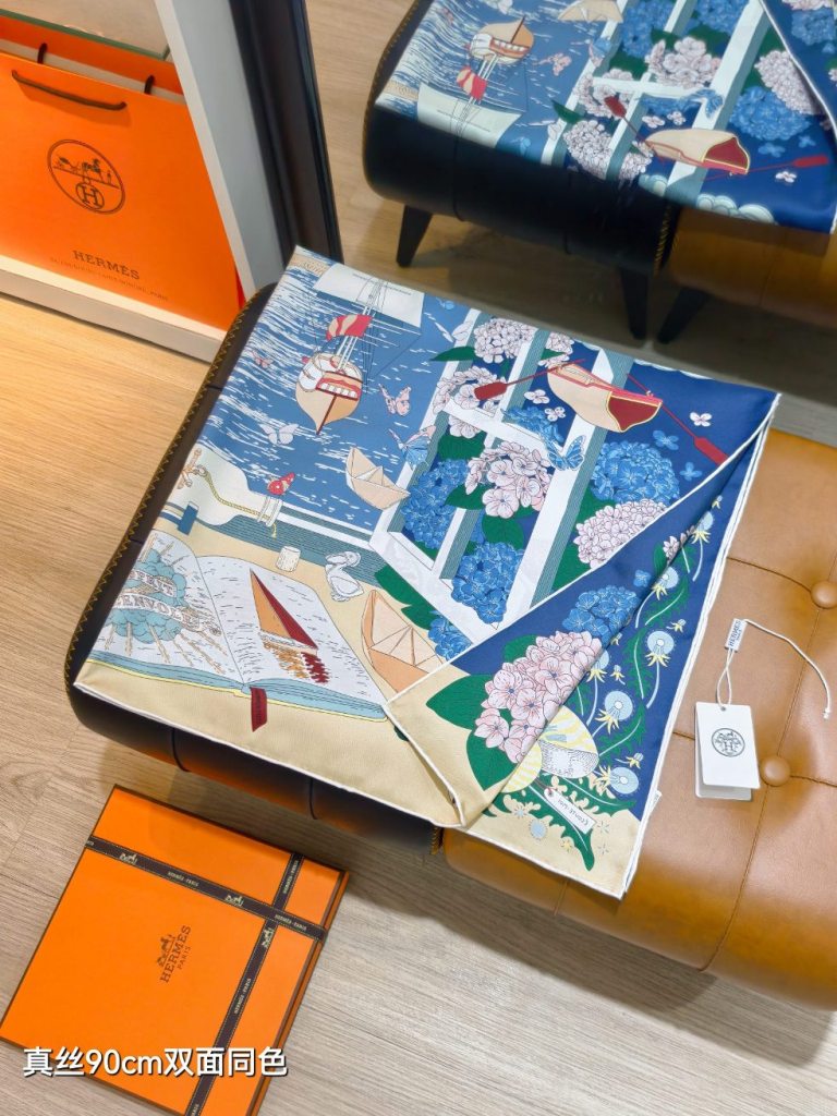 Hermes Double-Sided Silk Scarf-443