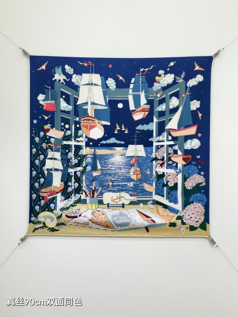Hermes Double-Sided Silk Scarf-442