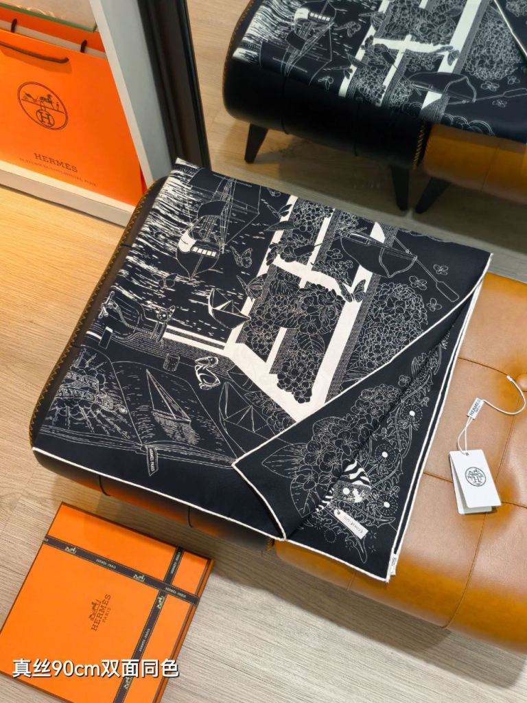 Hermes Double-Sided Silk Scarf-441