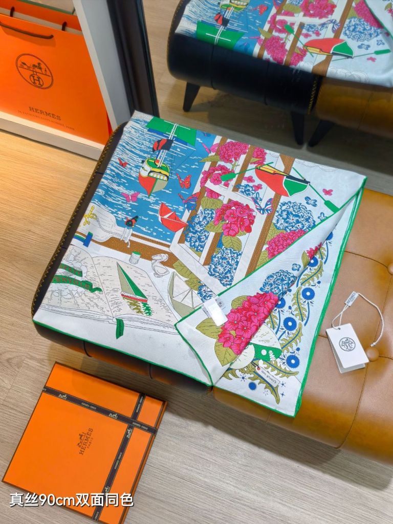 Hermes Double-Sided Silk Scarf-439