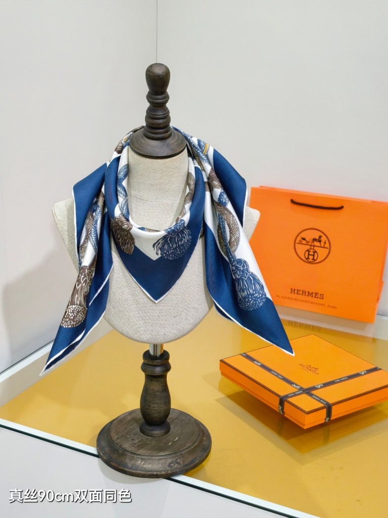 Hermes Double-Sided Silk Scarf-436
