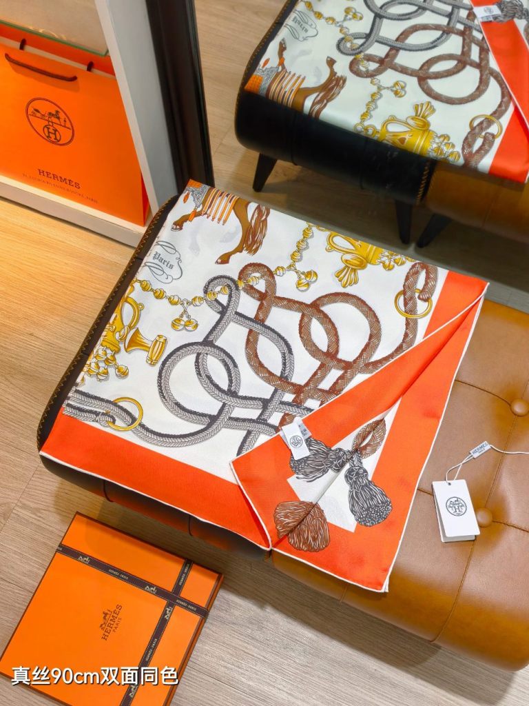 Hermes Double-Sided Silk Scarf-423