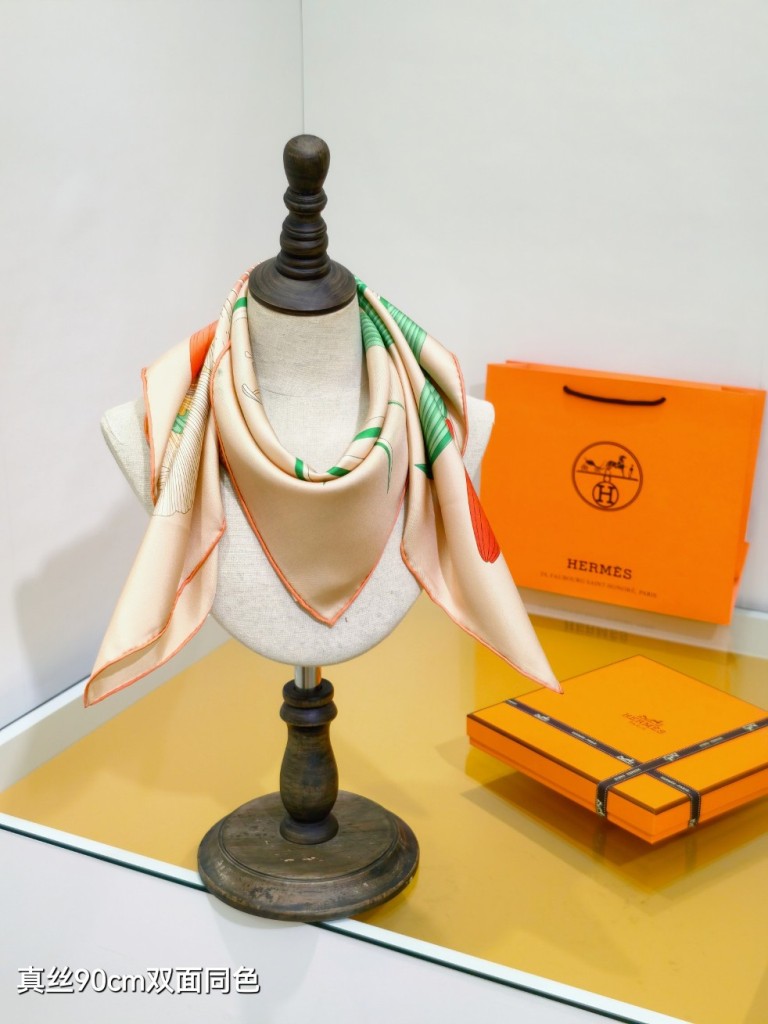 Hermes Double-Sided Silk Scarf-414