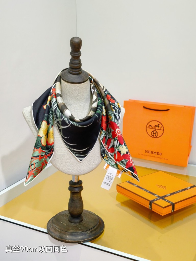 Hermes Double-Sided Silk Scarf-410