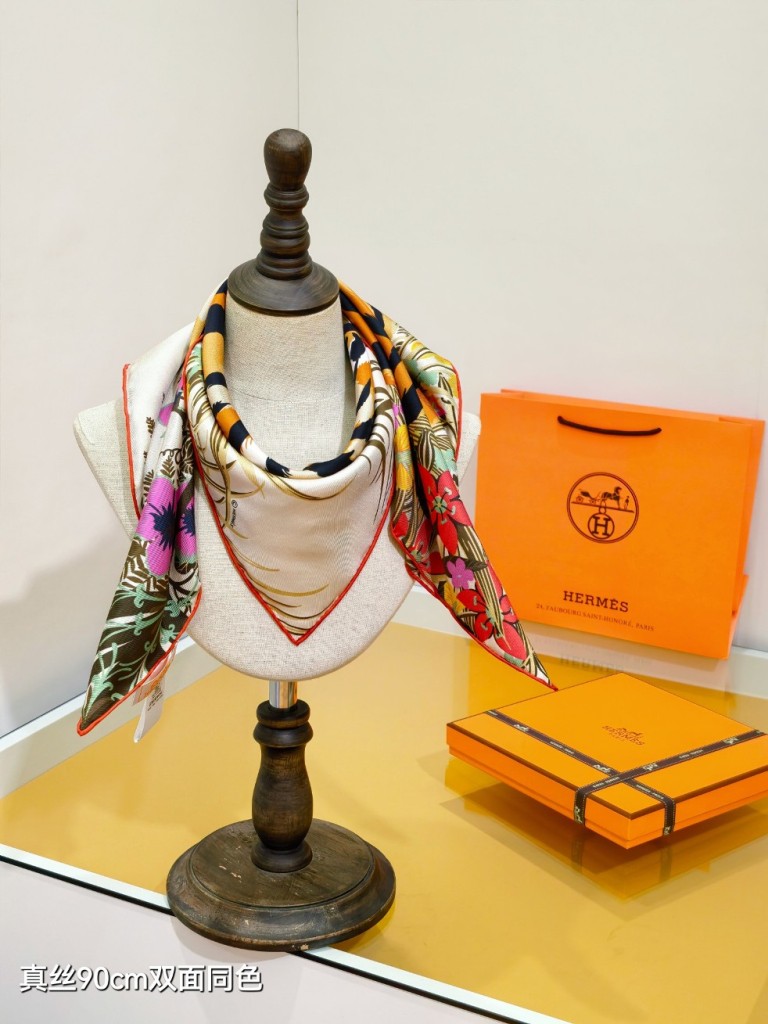Hermes Double-Sided Silk Scarf-407
