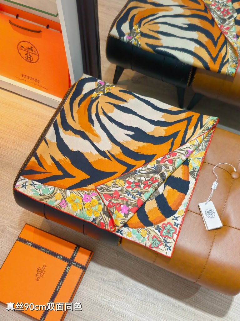 Hermes Double-Sided Silk Scarf-406