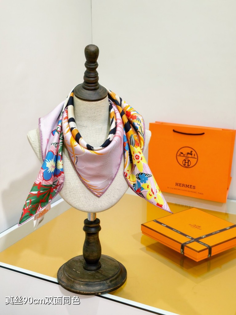 Hermes Double-Sided Silk Scarf-404