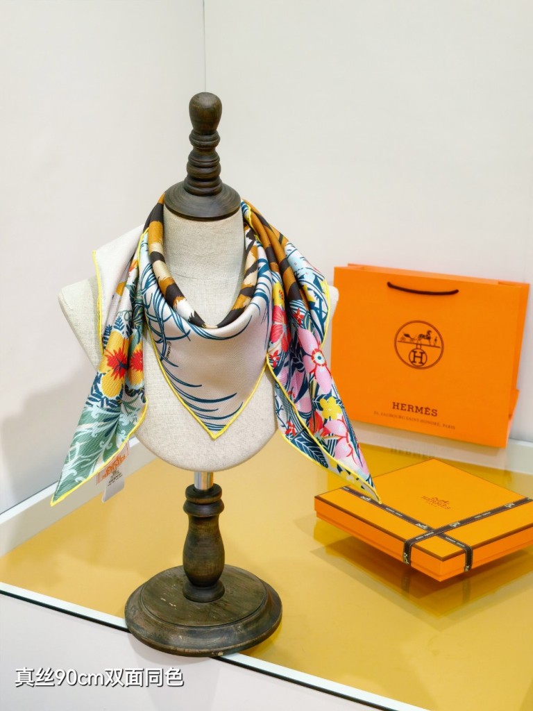 Hermes Double-Sided Silk Scarf-398